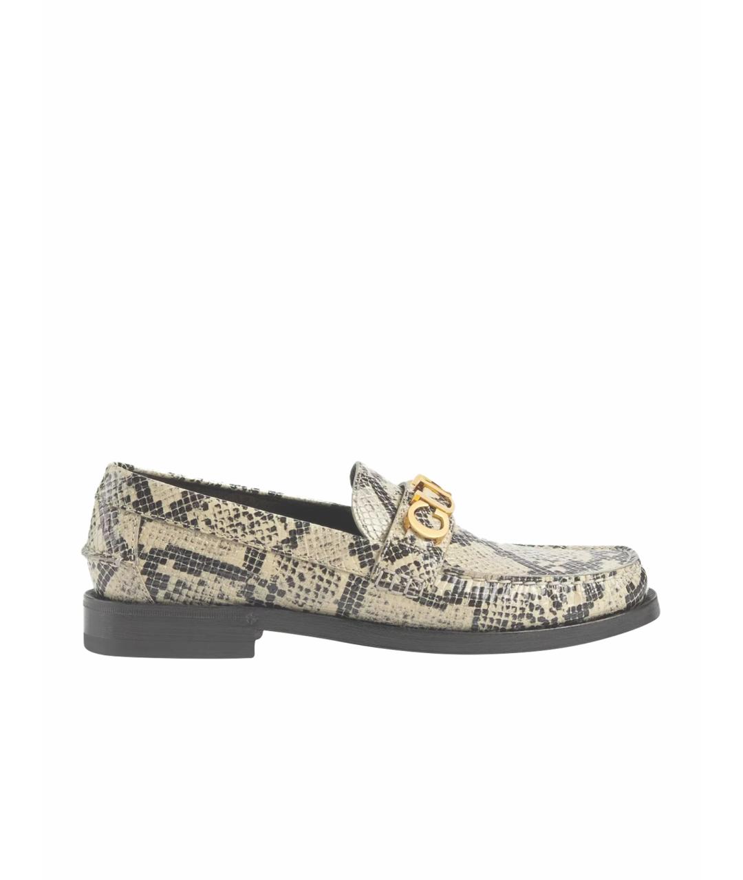 GUCCI Бежевые кожаные лоферы, фото 1