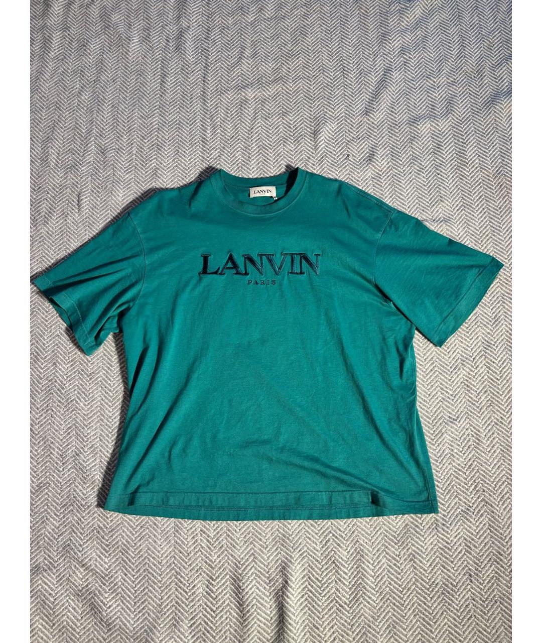 LANVIN Зеленая хлопковая футболка, фото 5