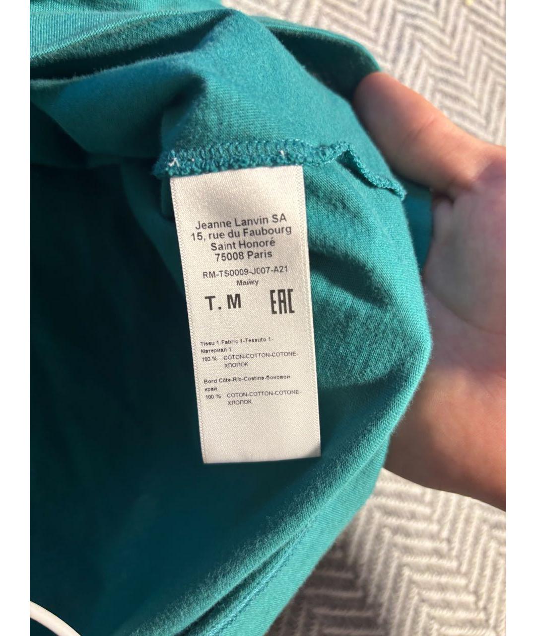 LANVIN Зеленая хлопковая футболка, фото 3