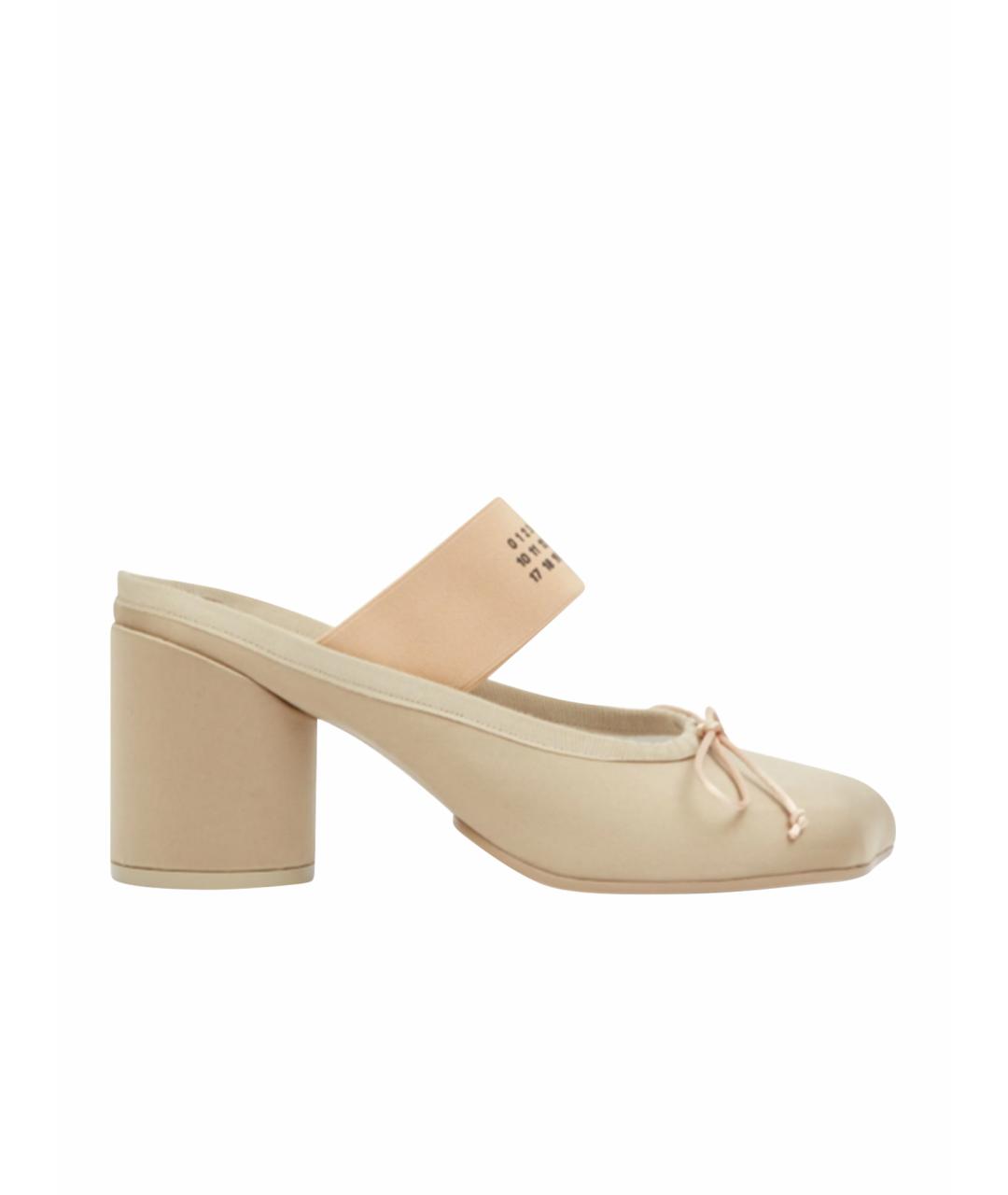 MM6 MAISON MARGIELA Бежевые текстильные мюли, фото 10