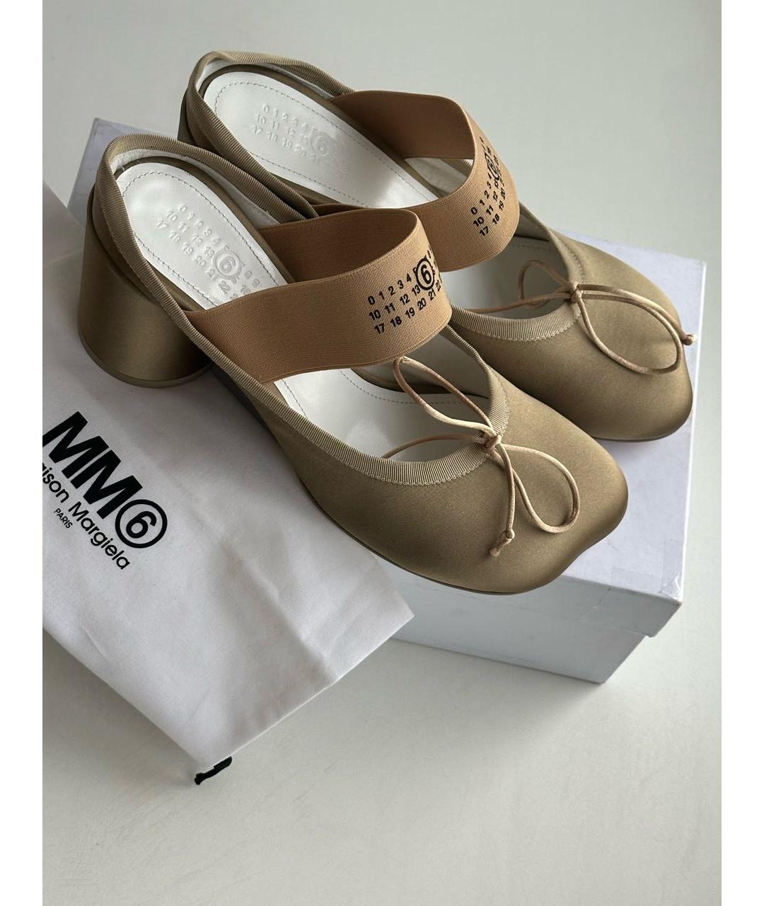 MM6 MAISON MARGIELA Бежевые текстильные мюли, фото 3