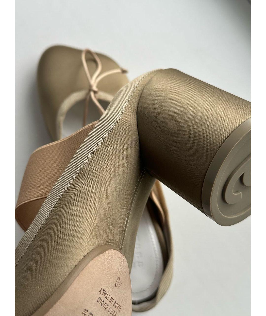 MM6 MAISON MARGIELA Бежевые текстильные мюли, фото 6