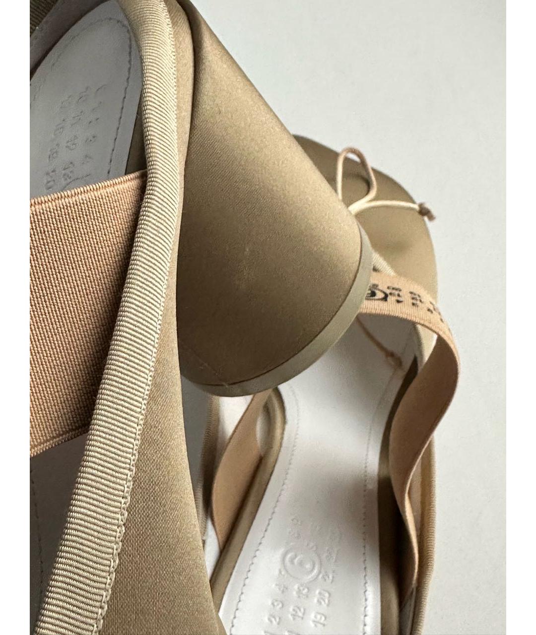 MM6 MAISON MARGIELA Бежевые текстильные мюли, фото 5