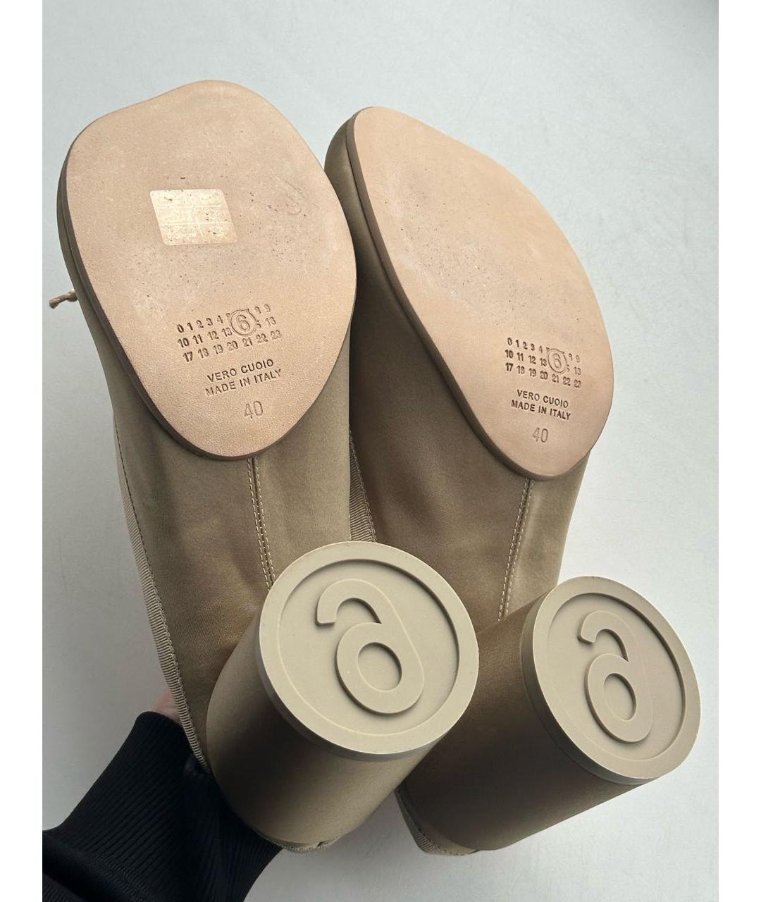 MM6 MAISON MARGIELA Бежевые текстильные мюли, фото 4