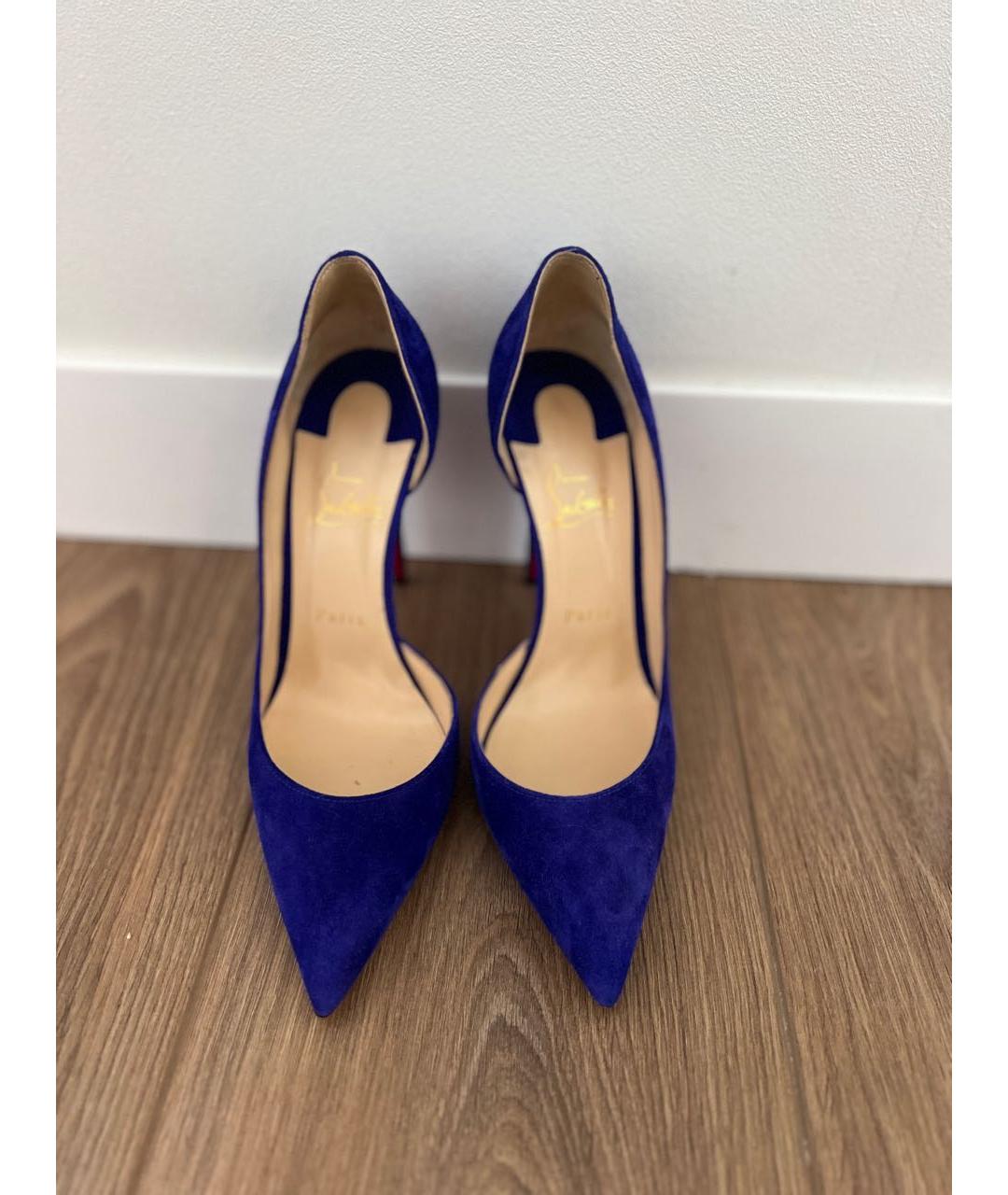 CHRISTIAN LOUBOUTIN Синие кожаные туфли, фото 2