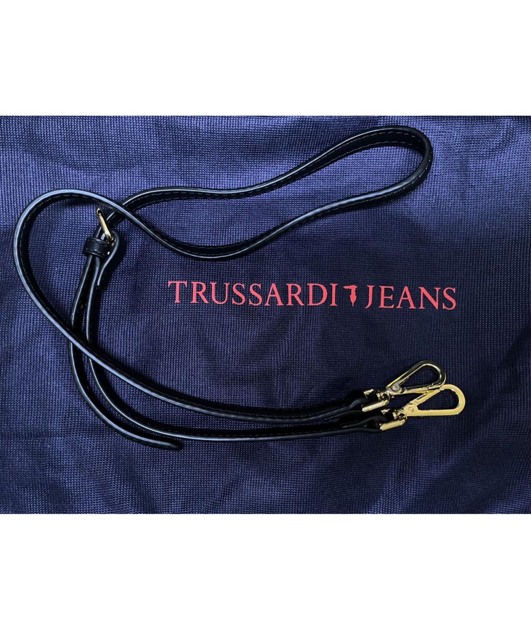 TRUSSARDI JEANS Черная сумка с короткими ручками из искусственной кожи, фото 8