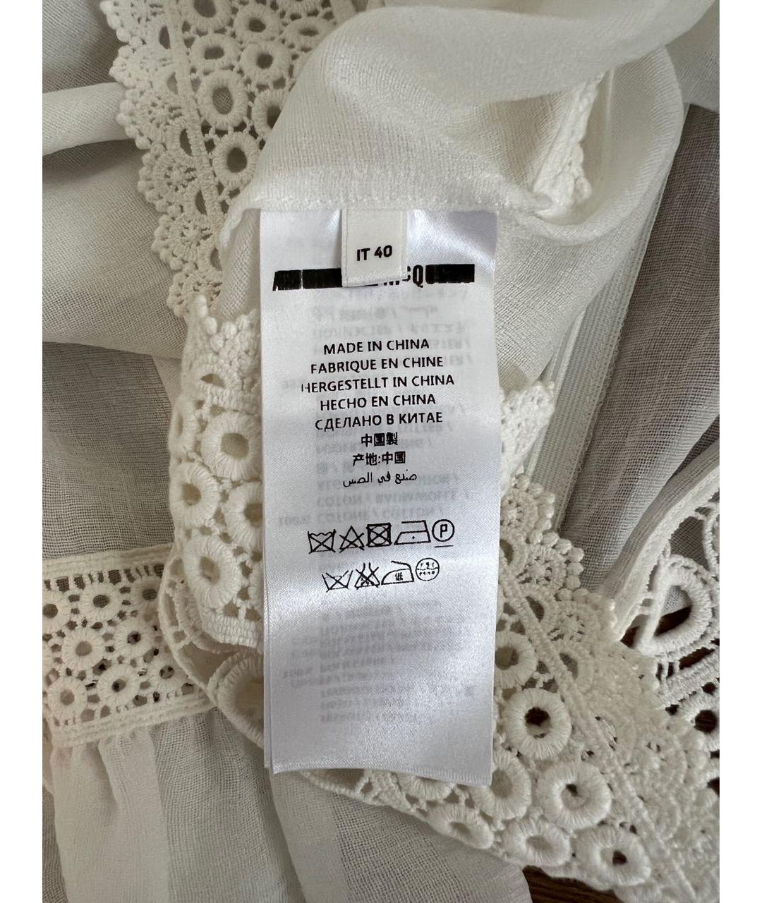 MCQ ALEXANDER MCQUEEN Белая хлопковая блузы, фото 5