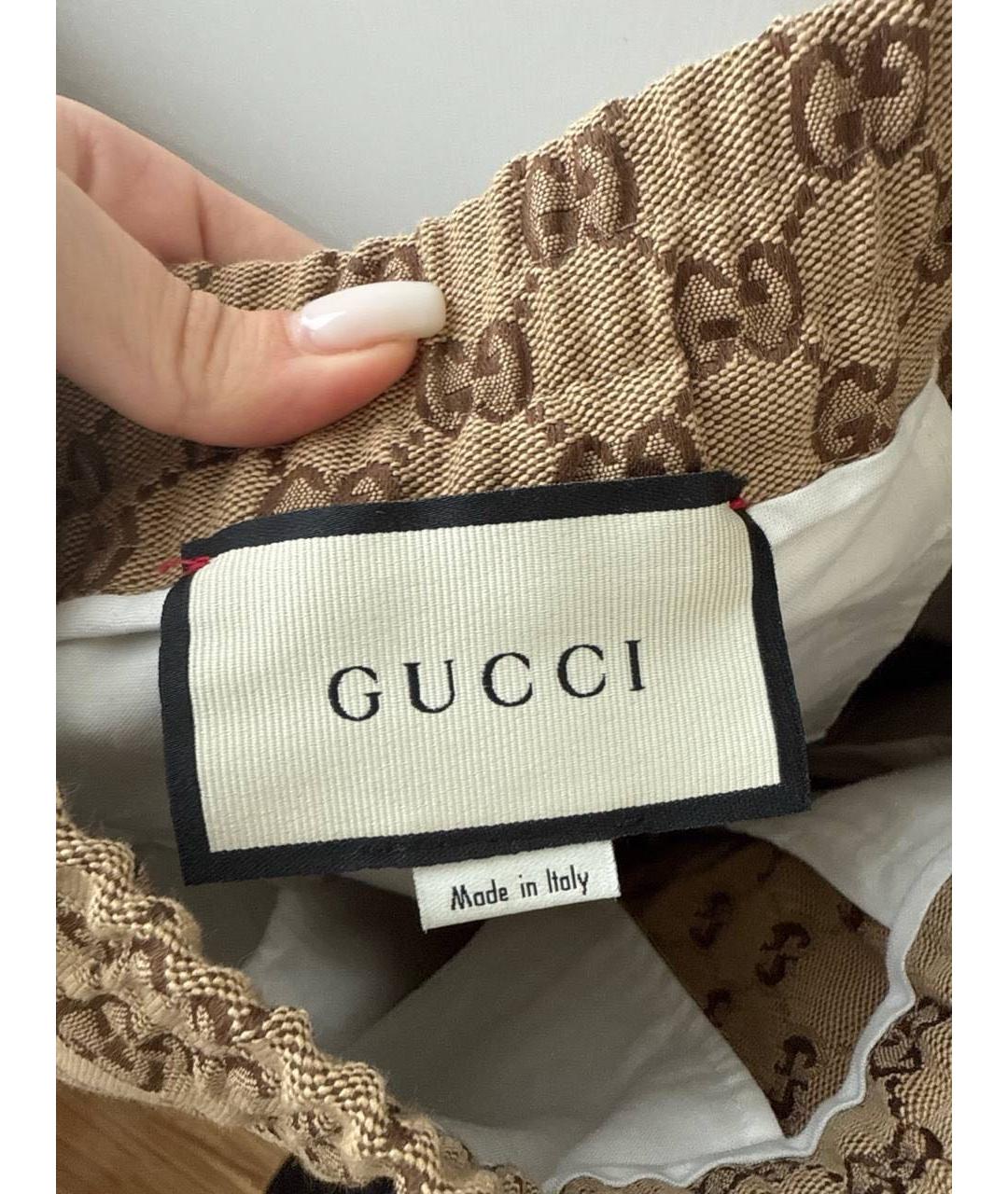 GUCCI Коричневые хлопковые повседневные брюки, фото 3