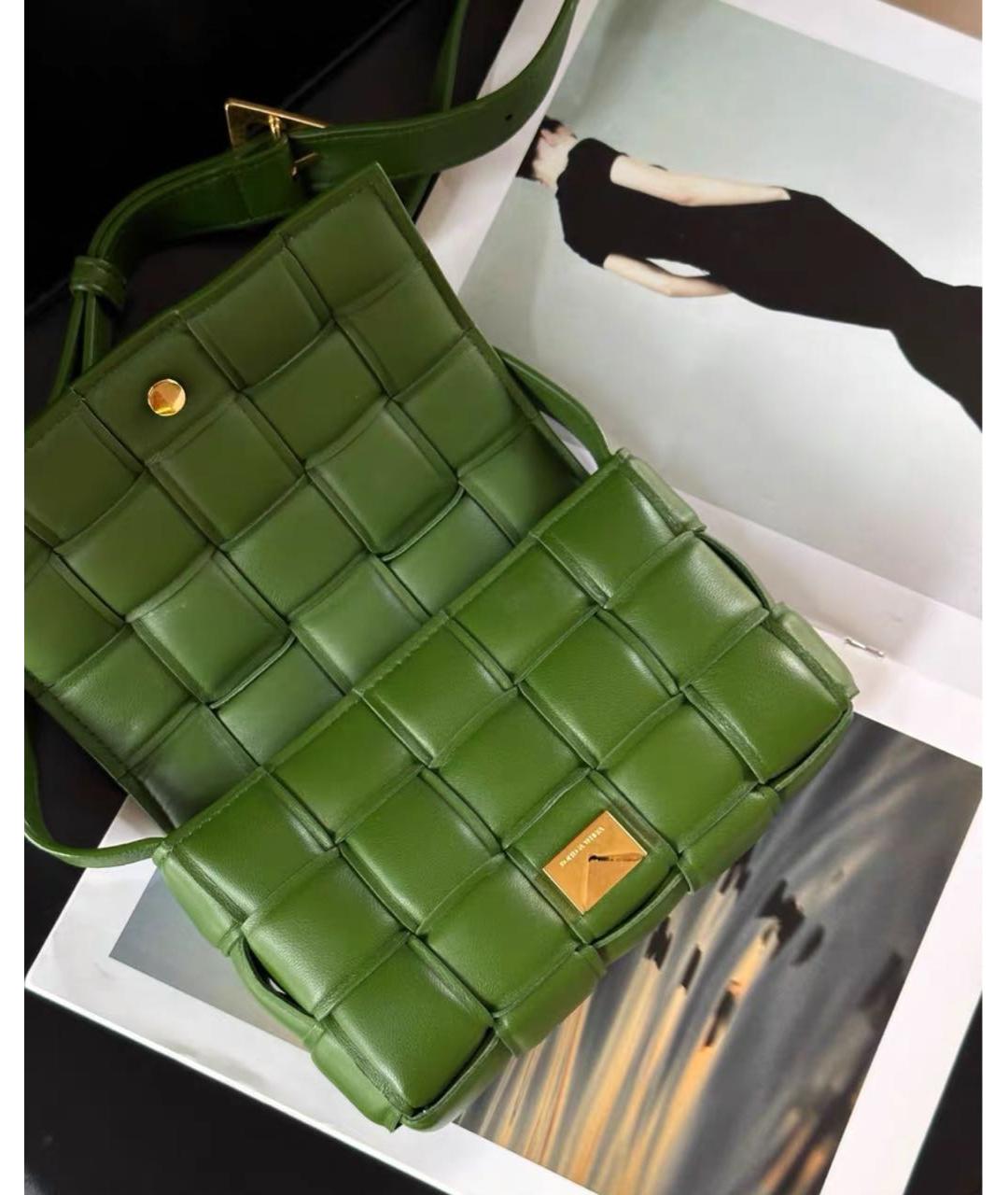 BOTTEGA VENETA Зеленая кожаная сумка через плечо, фото 4