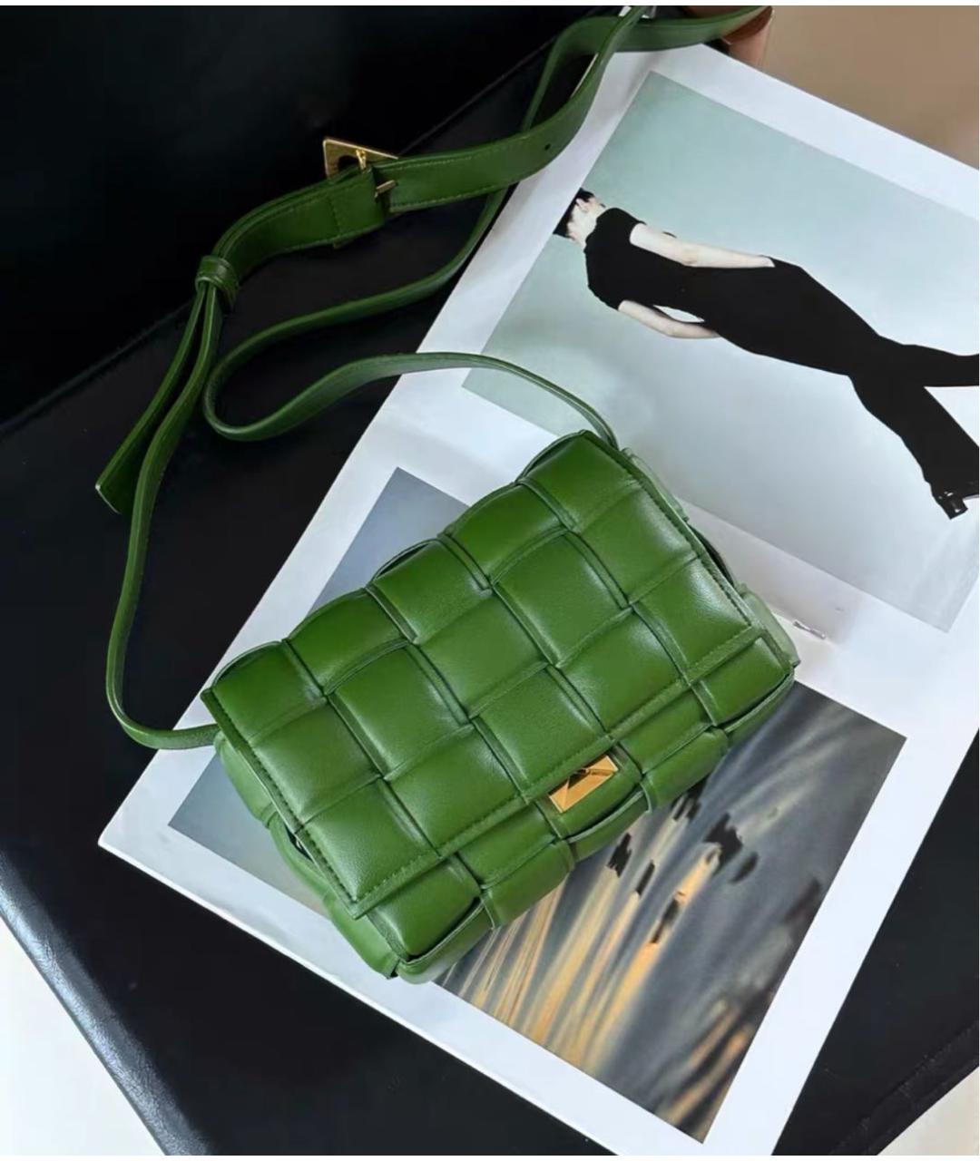 BOTTEGA VENETA Зеленая кожаная сумка через плечо, фото 3