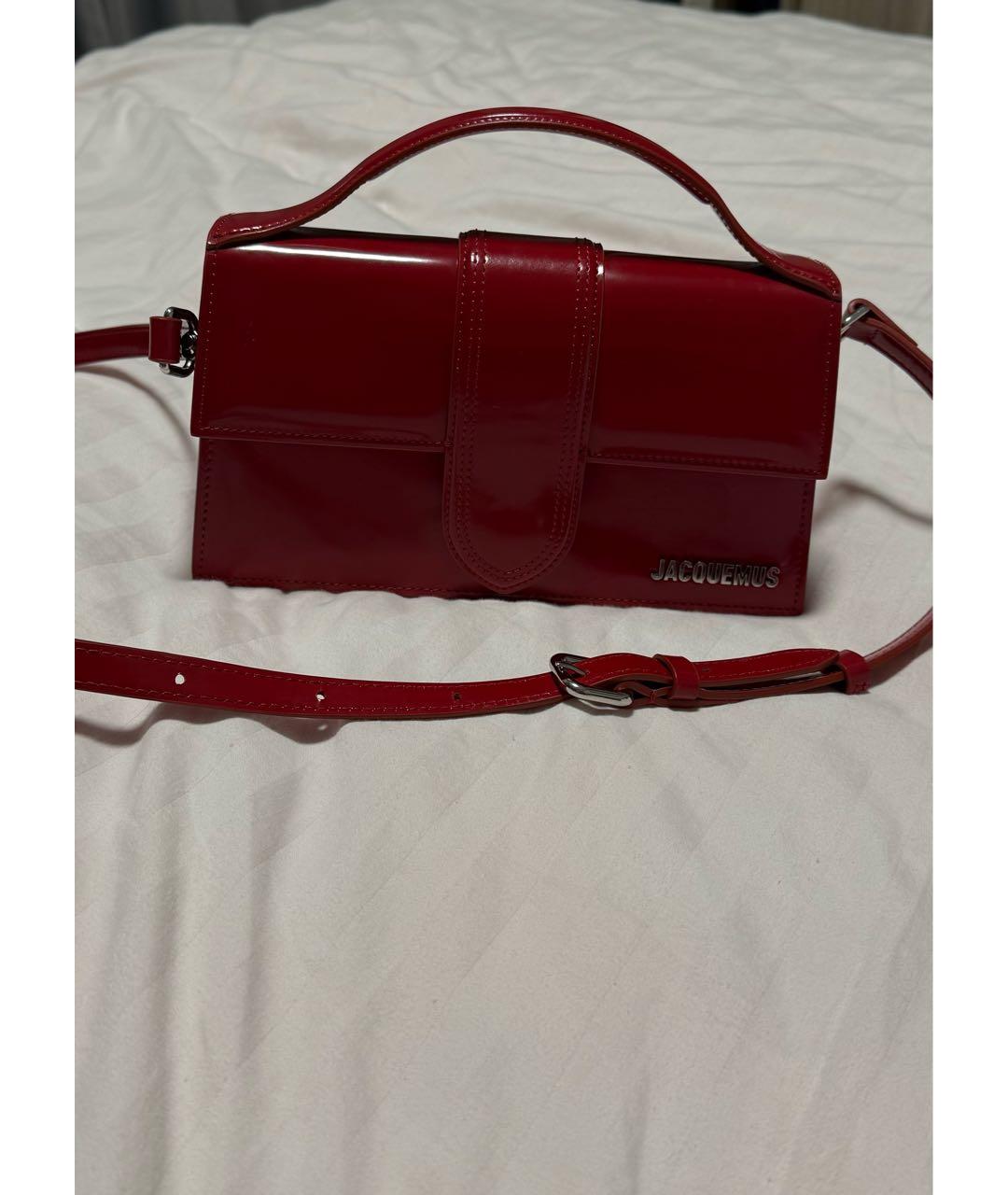 JACQUEMUS Красная сумка с короткими ручками из лакированной кожи, фото 2