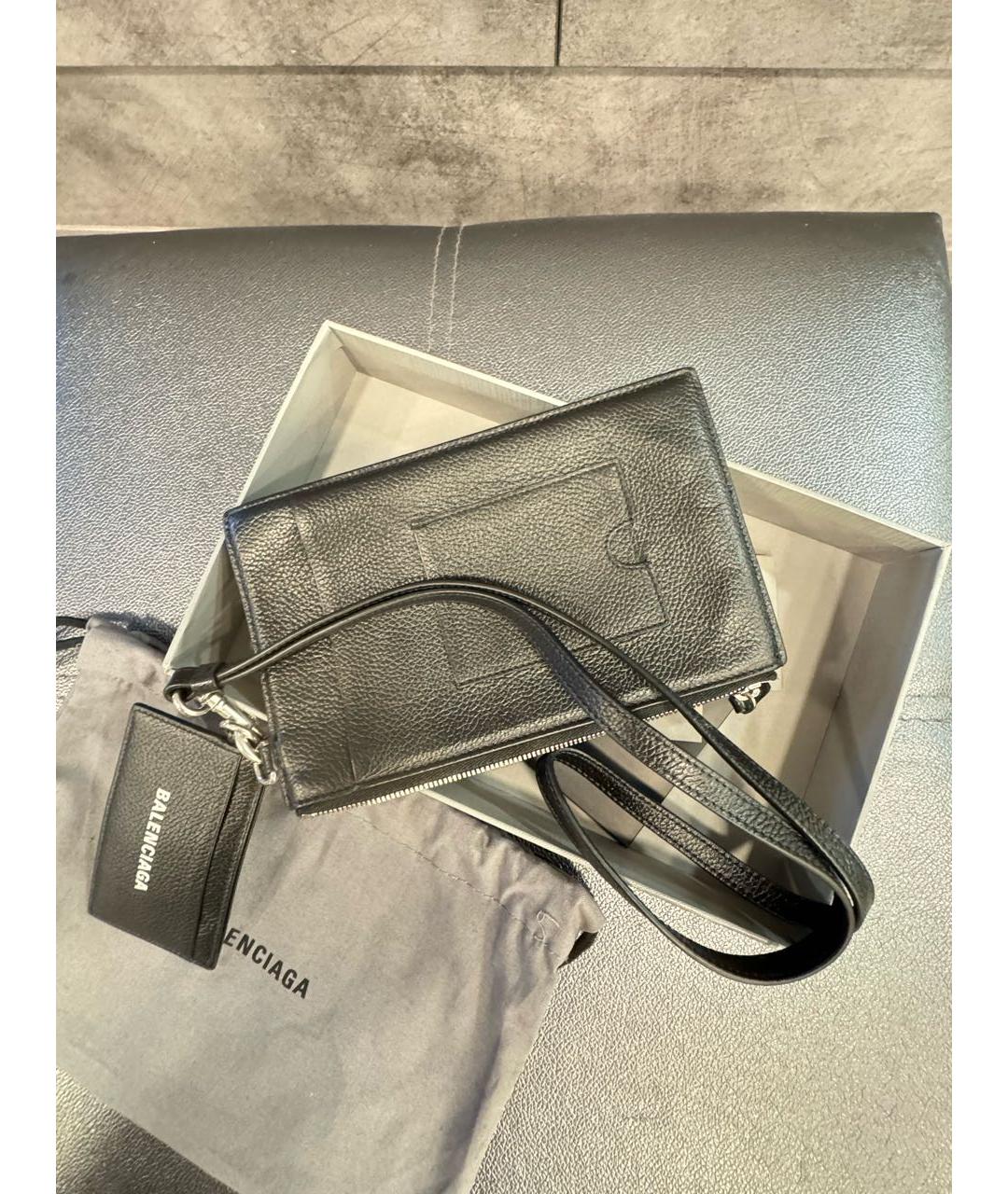 BALENCIAGA Черный кожаный кошелек, фото 3