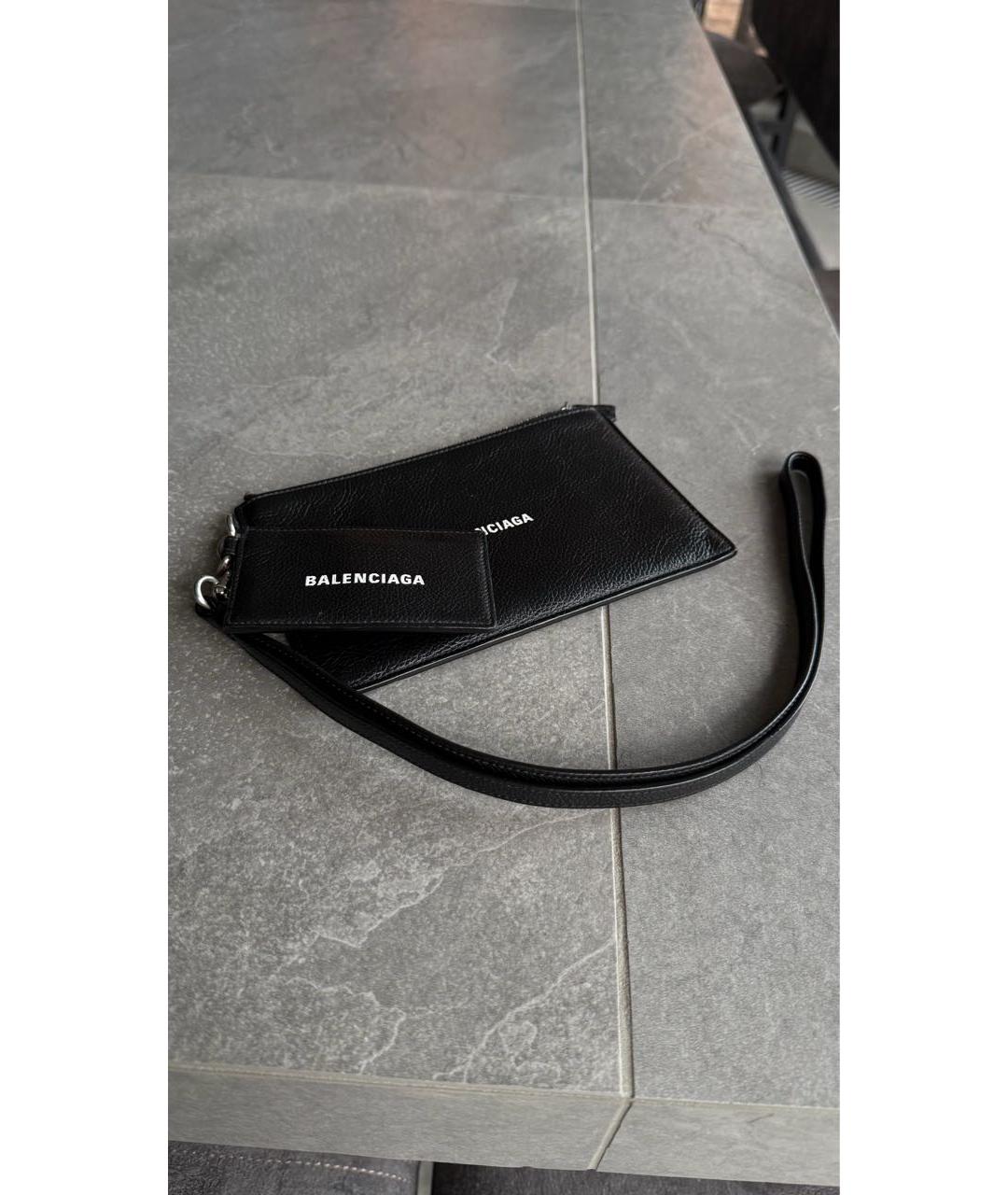 BALENCIAGA Черный кожаный кошелек, фото 5