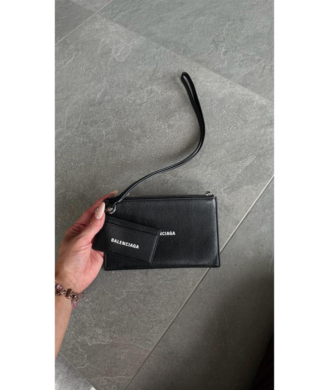 BALENCIAGA Черный кожаный кошелек, фото 7