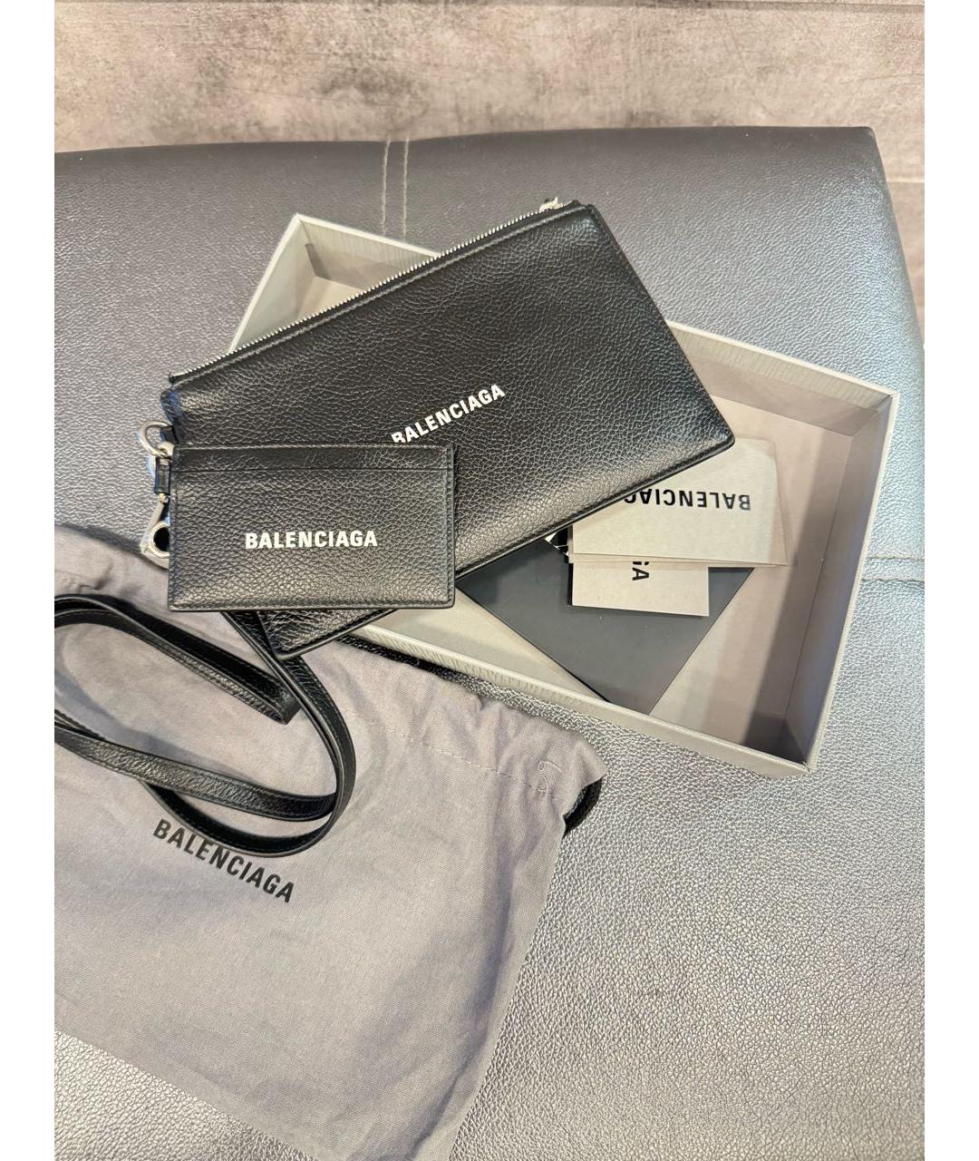 BALENCIAGA Черный кожаный кошелек, фото 5