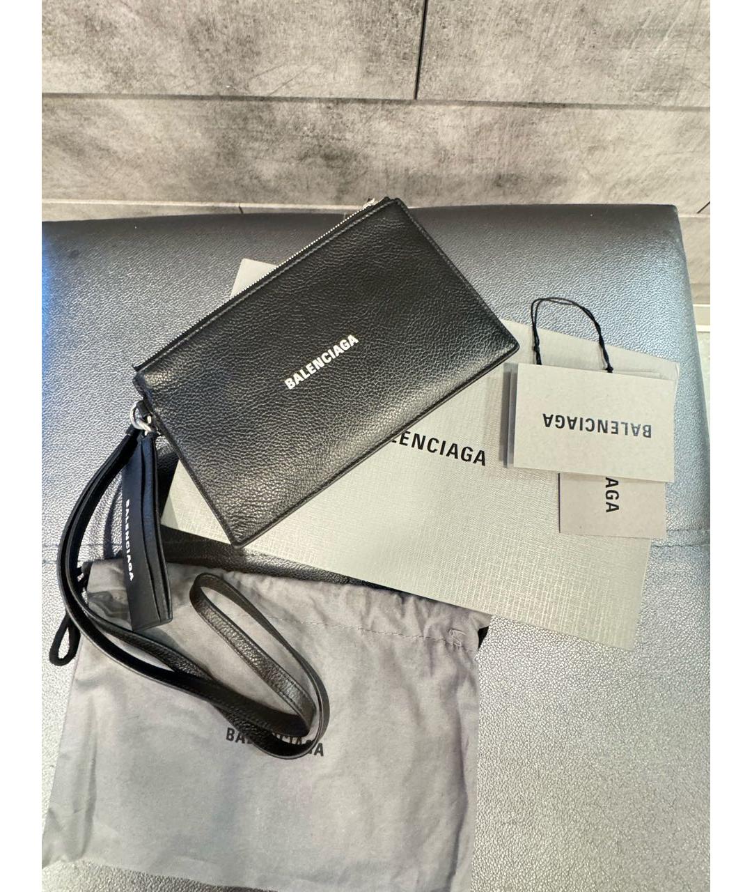 BALENCIAGA Черный кожаный кошелек, фото 4