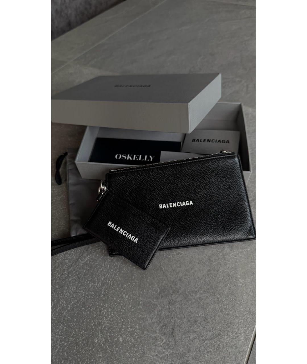 BALENCIAGA Черный кожаный кошелек, фото 2