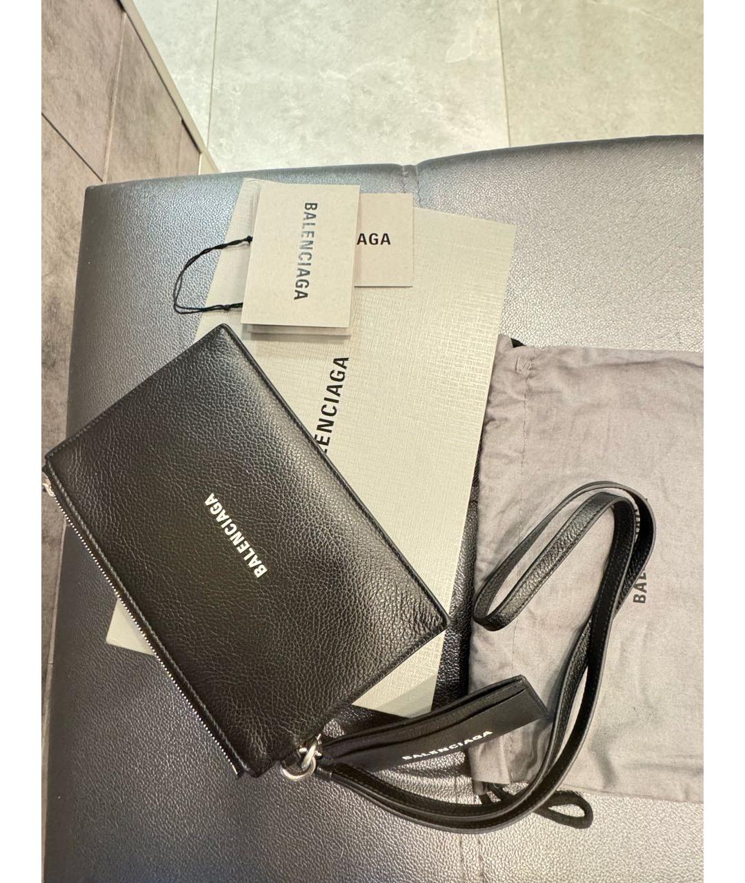 BALENCIAGA Черный кожаный кошелек, фото 2