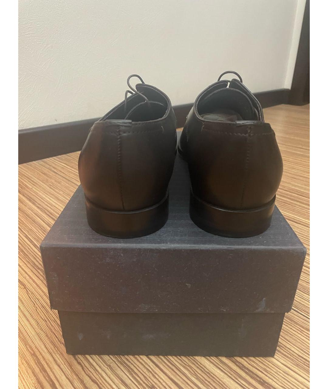 ERMENEGILDO ZEGNA Коричневые кожаные туфли, фото 4