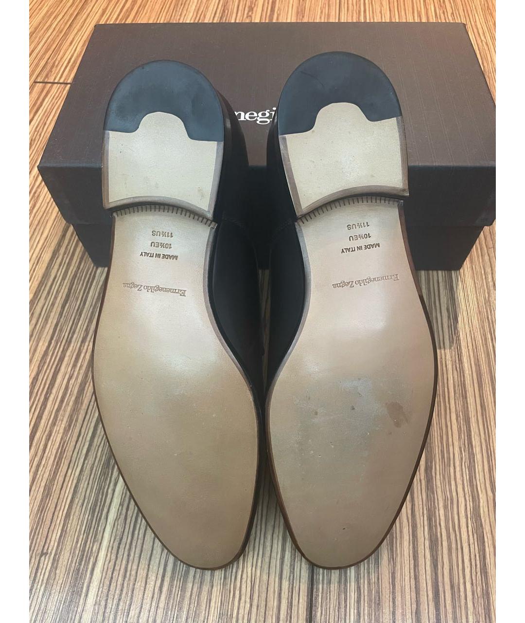 ERMENEGILDO ZEGNA Коричневые кожаные туфли, фото 5