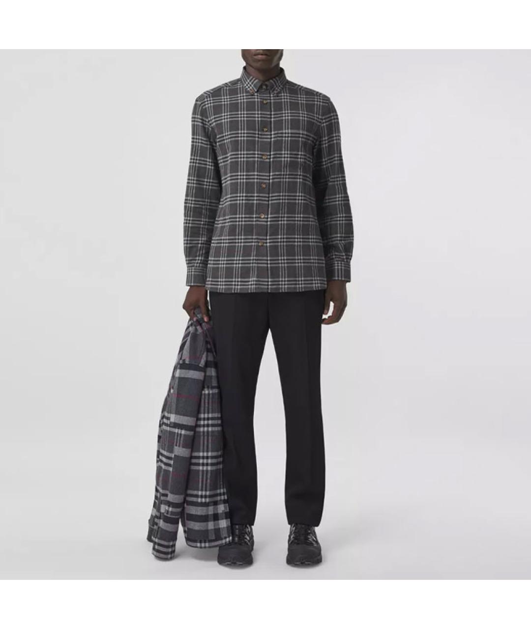 BURBERRY Серая хлопковая кэжуал рубашка, фото 2