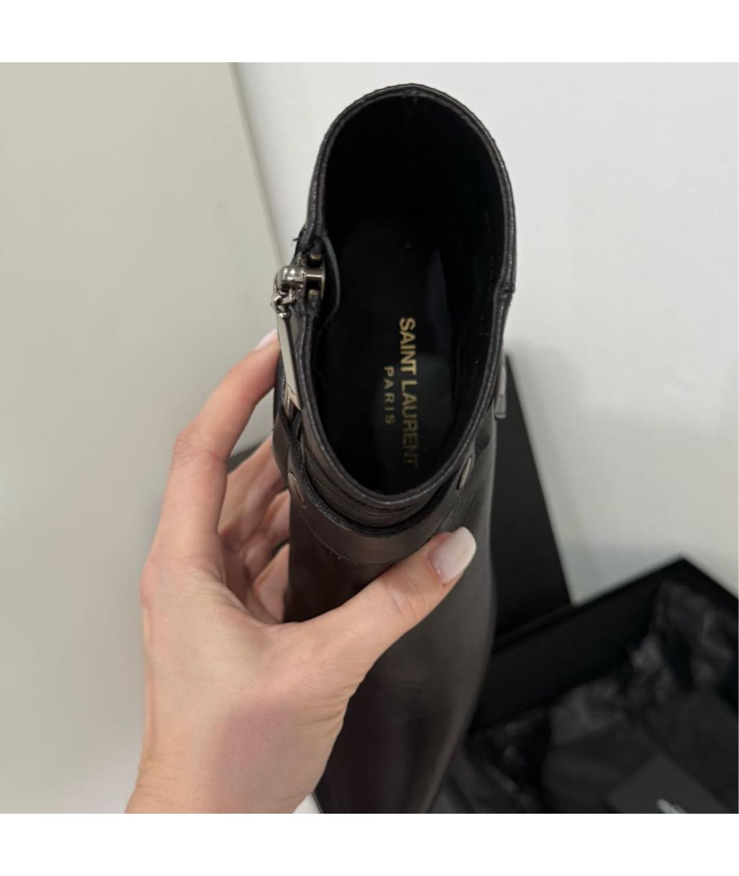 SAINT LAURENT Черные кожаные полусапоги, фото 5