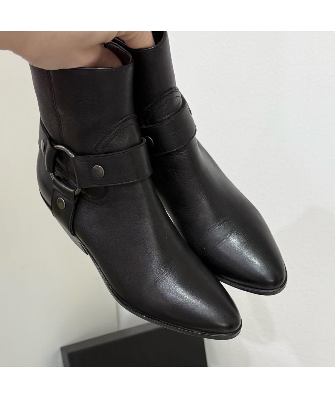 SAINT LAURENT Черные кожаные полусапоги, фото 6