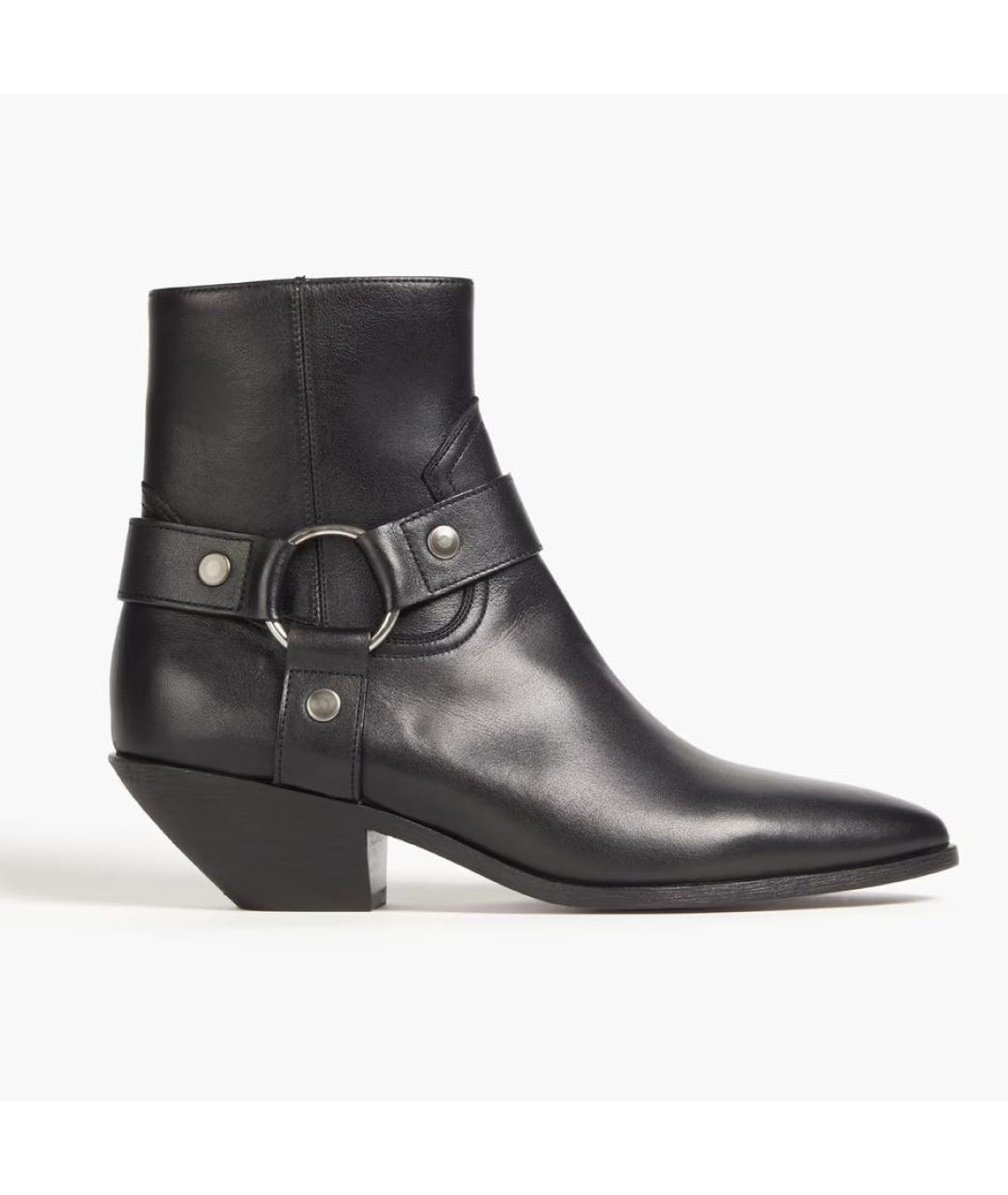 SAINT LAURENT Черные кожаные полусапоги, фото 9