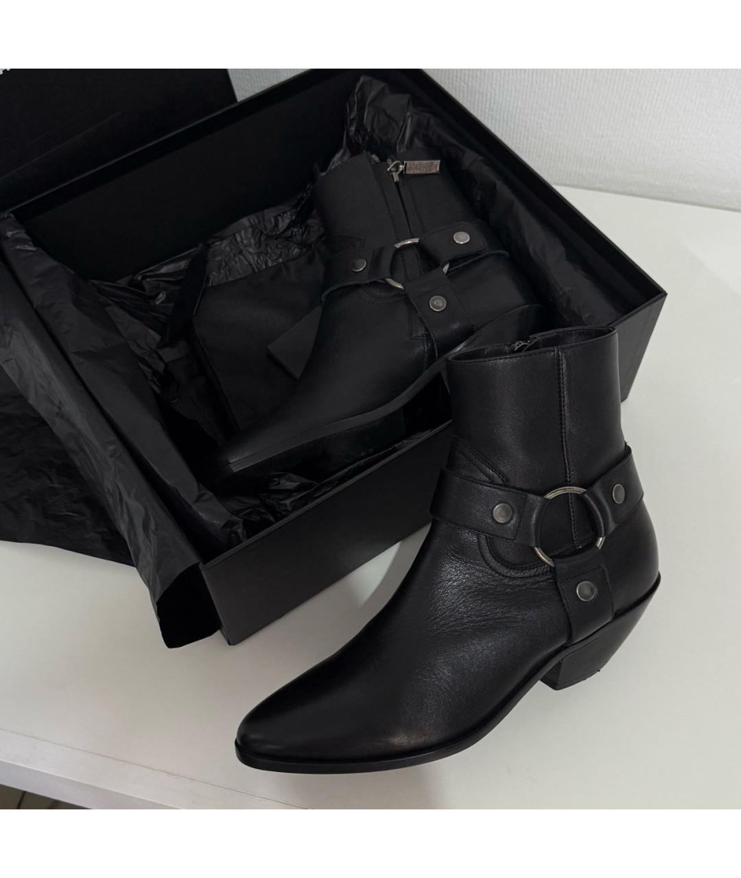 SAINT LAURENT Черные кожаные полусапоги, фото 3