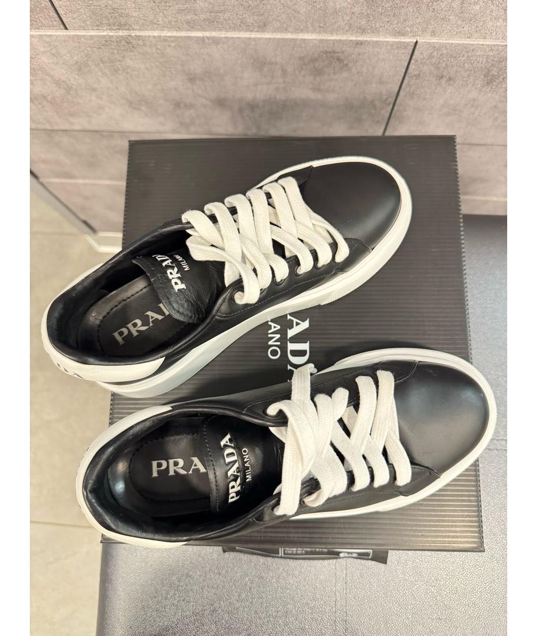 PRADA Черные кожаные кеды, фото 3