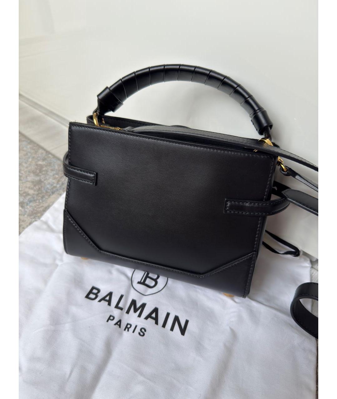 BALMAIN Черная кожаная сумка с короткими ручками, фото 4