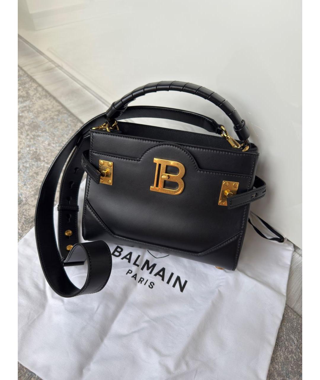 BALMAIN Черная кожаная сумка с короткими ручками, фото 2