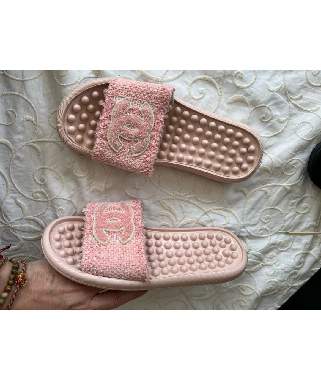 CHANEL Розовые шлепанцы, фото 2