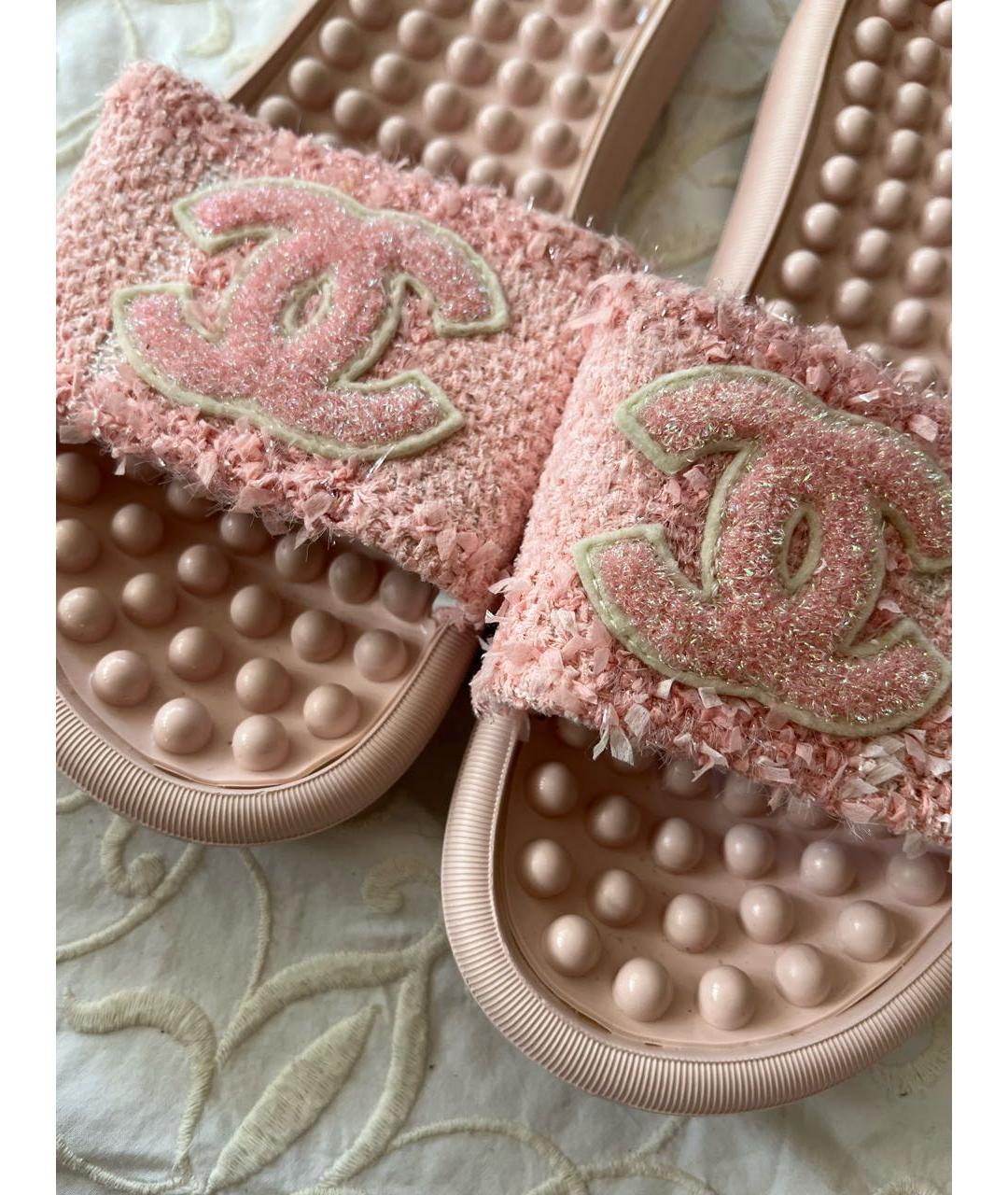 CHANEL Розовые шлепанцы, фото 5