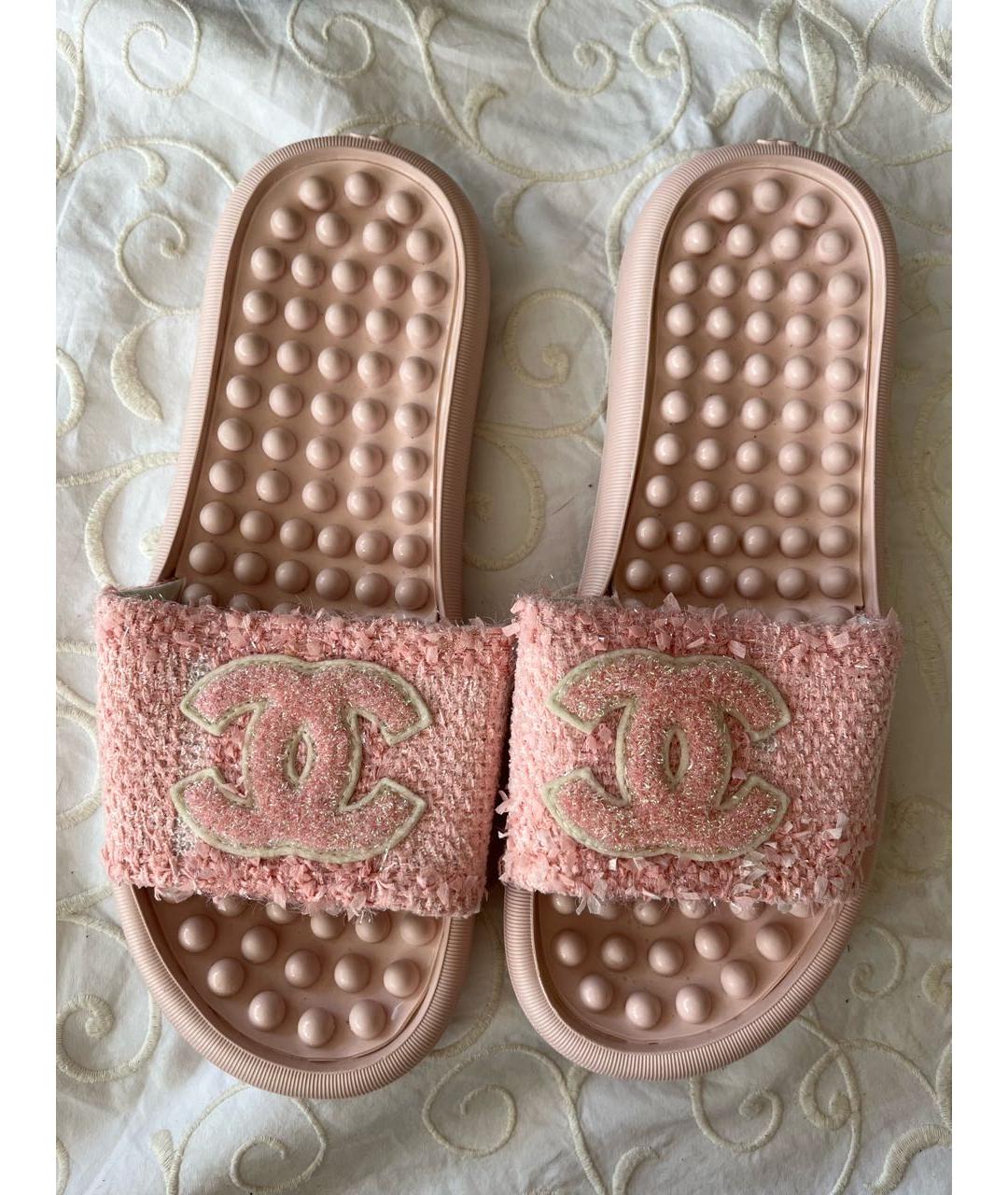CHANEL Розовые шлепанцы, фото 3
