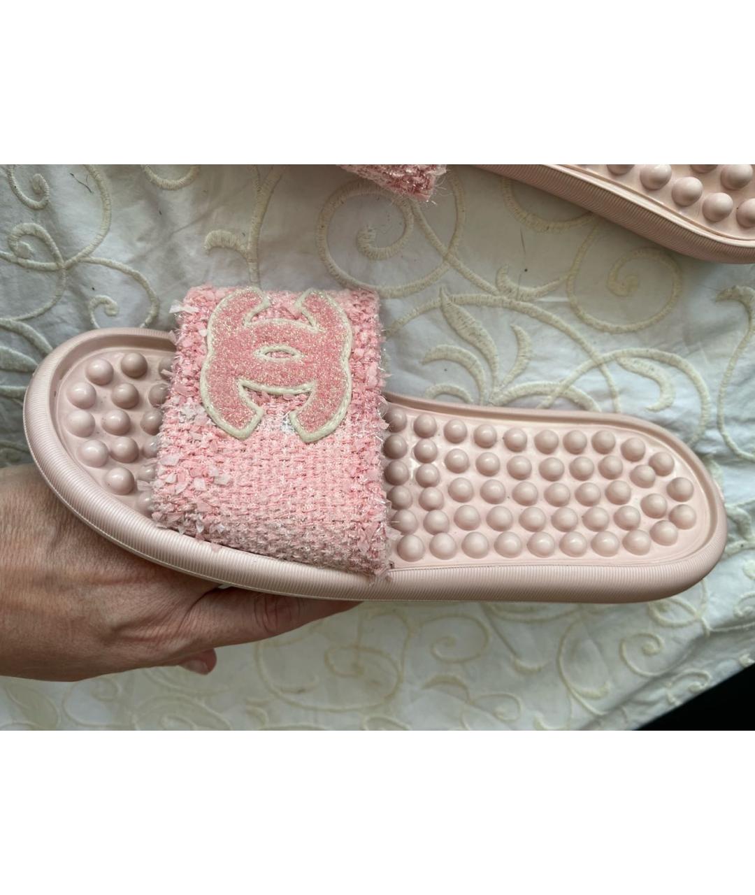 CHANEL Розовые шлепанцы, фото 7