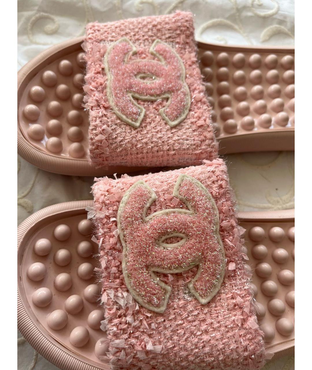 CHANEL Розовые шлепанцы, фото 6