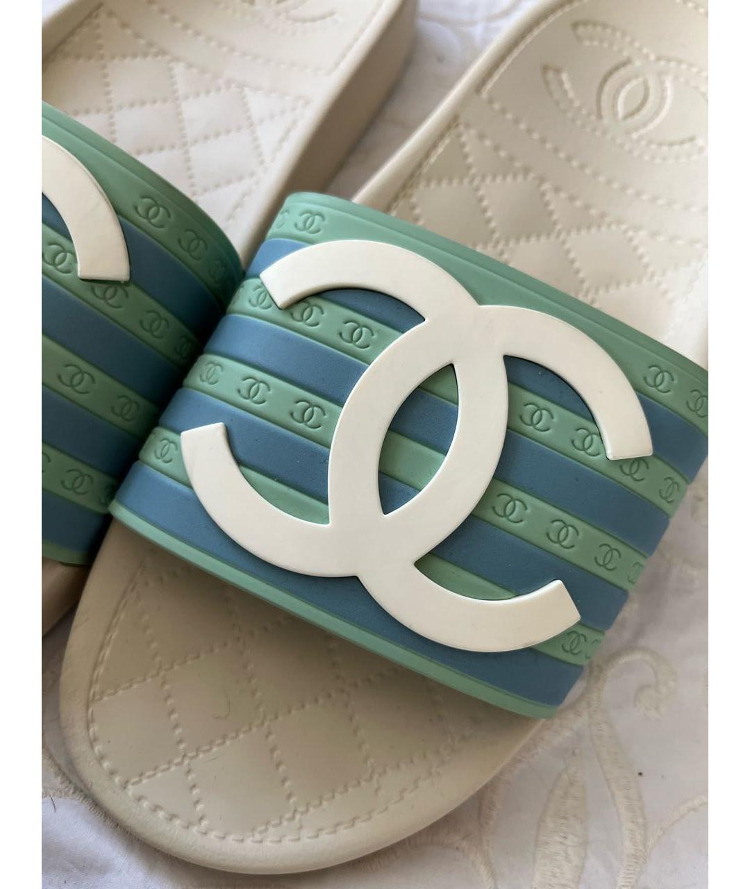 CHANEL Зеленые шлепанцы, фото 7