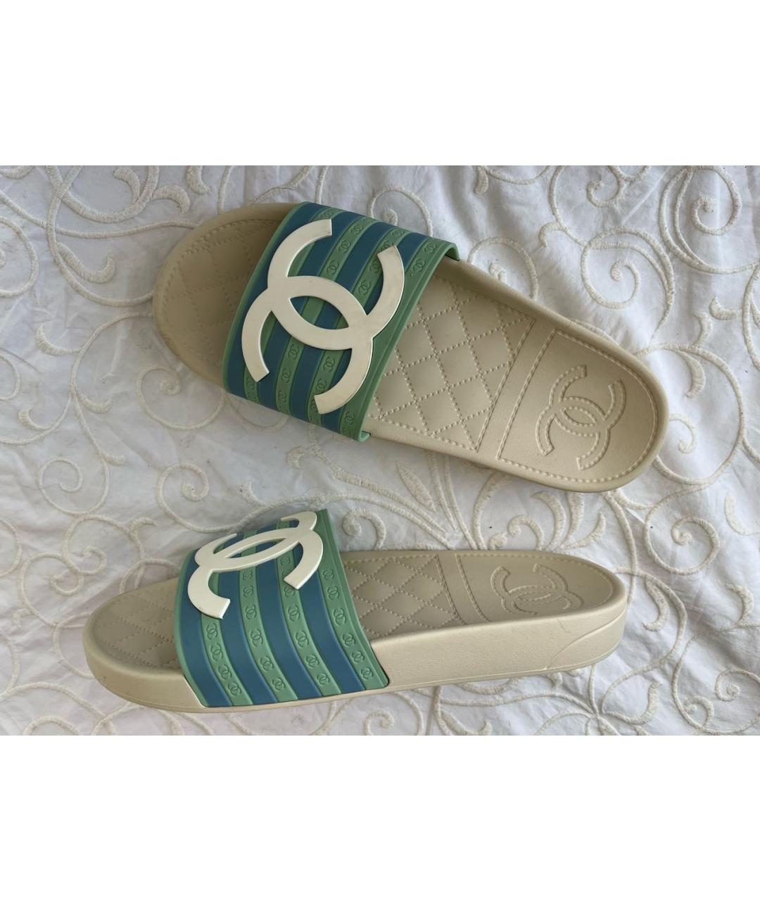 CHANEL Зеленые шлепанцы, фото 8