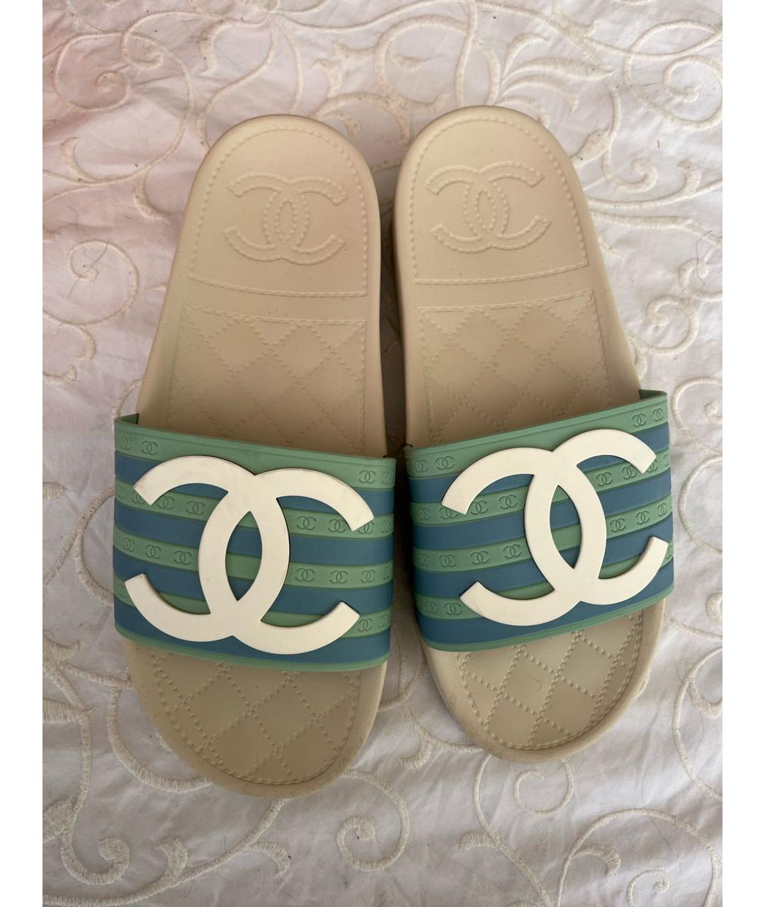 CHANEL Зеленые шлепанцы, фото 2