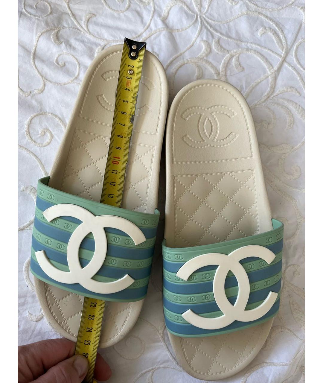 CHANEL Зеленые шлепанцы, фото 6