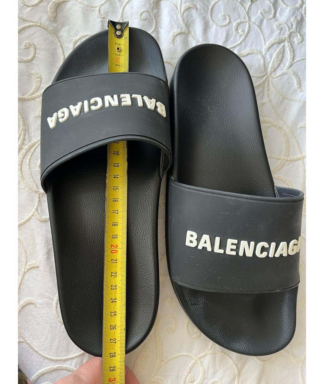 BALENCIAGA Черные резиновые шлепанцы, фото 4