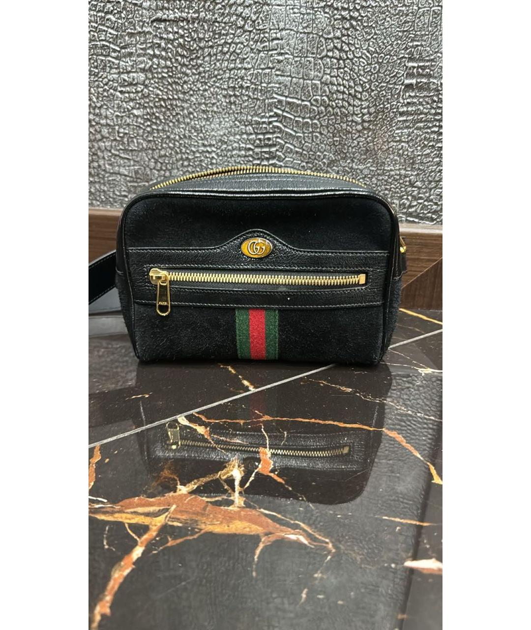 GUCCI Черная замшевая поясная сумка, фото 5