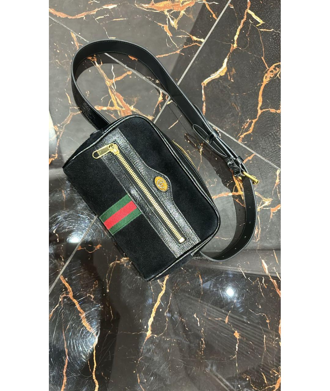 GUCCI Черная замшевая поясная сумка, фото 2