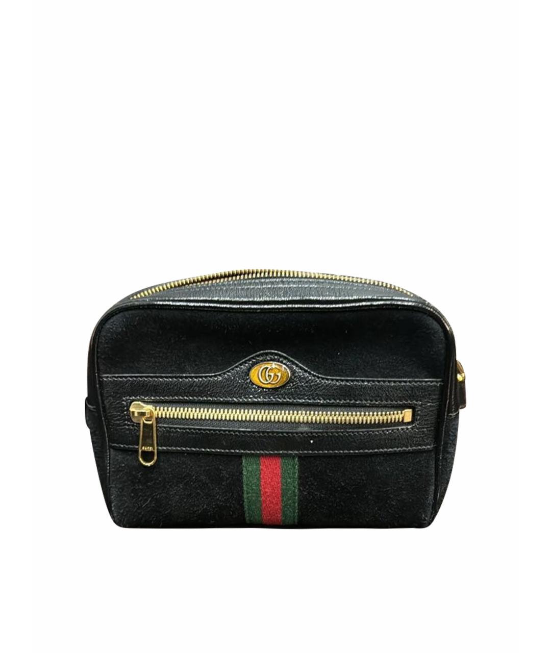 GUCCI Черная замшевая поясная сумка, фото 1