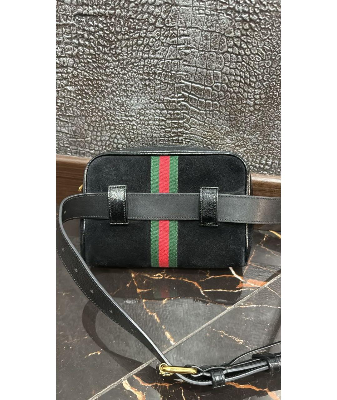 GUCCI Черная замшевая поясная сумка, фото 3