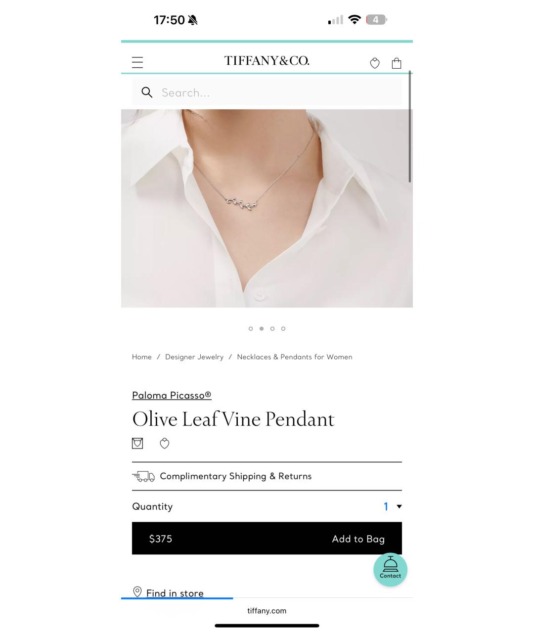 TIFFANY&CO Серебряная серебряная подвеска, фото 4