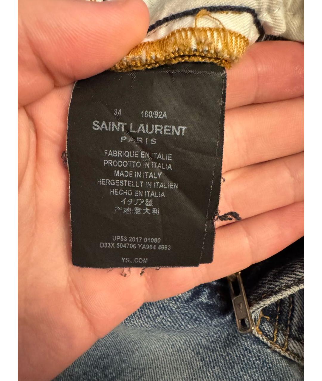 SAINT LAURENT Синие хлопковые джинсы скинни, фото 6