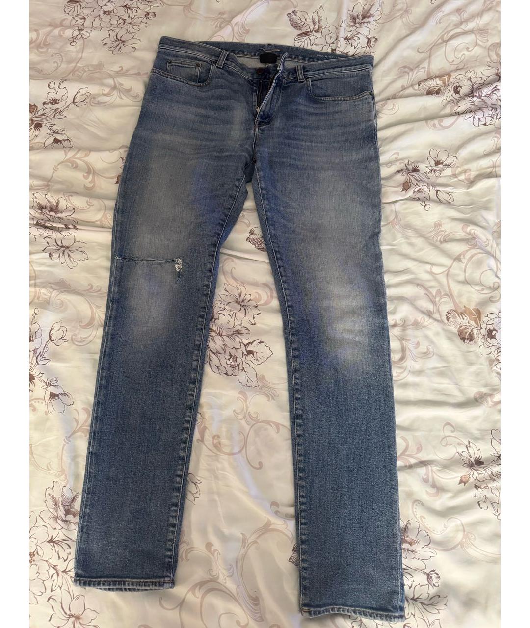 SAINT LAURENT Синие хлопковые джинсы скинни, фото 7