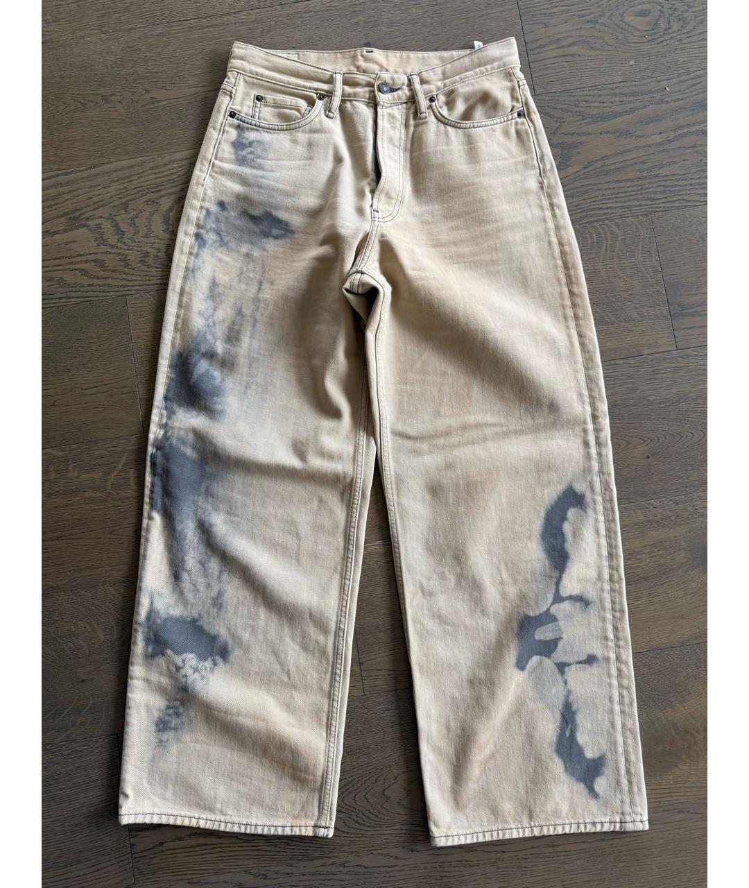 ACNE STUDIOS Бежевые хлопковые прямые джинсы, фото 9